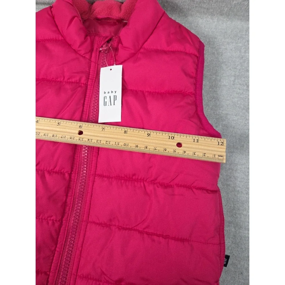 GAP‎ Baby Girls 18-24 Mos Puffer Vest Cold Control Hot Pink Full Zip Warm NEW